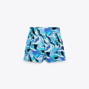 Zara Turquoise Multi-Print Shorts - Brand New!